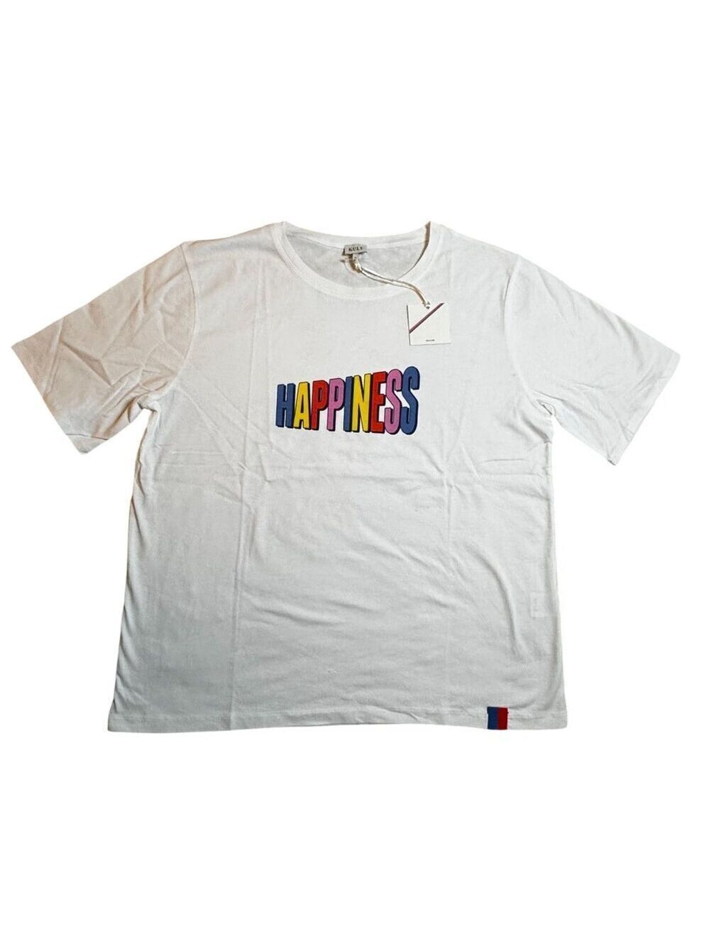 Kule White Organic Cotton "Happiness" Graphic Short Sleeve T-Shirt Size XL
